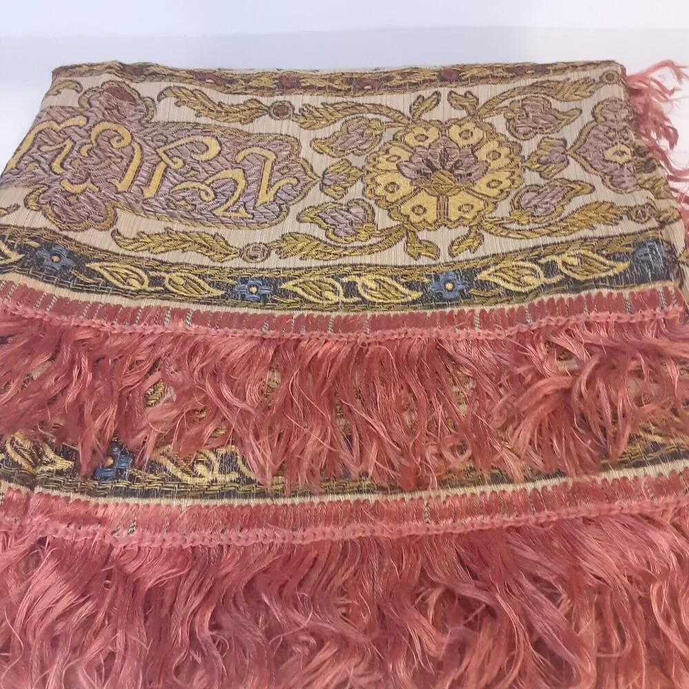 Vintage Woven And Fringed Tablecloth Middle Eastern Eclectic Urduian